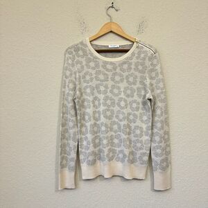 NWOT EQUIPMENT FEMME Cashmere Blend Pullover Sweater Cream Floral Print
